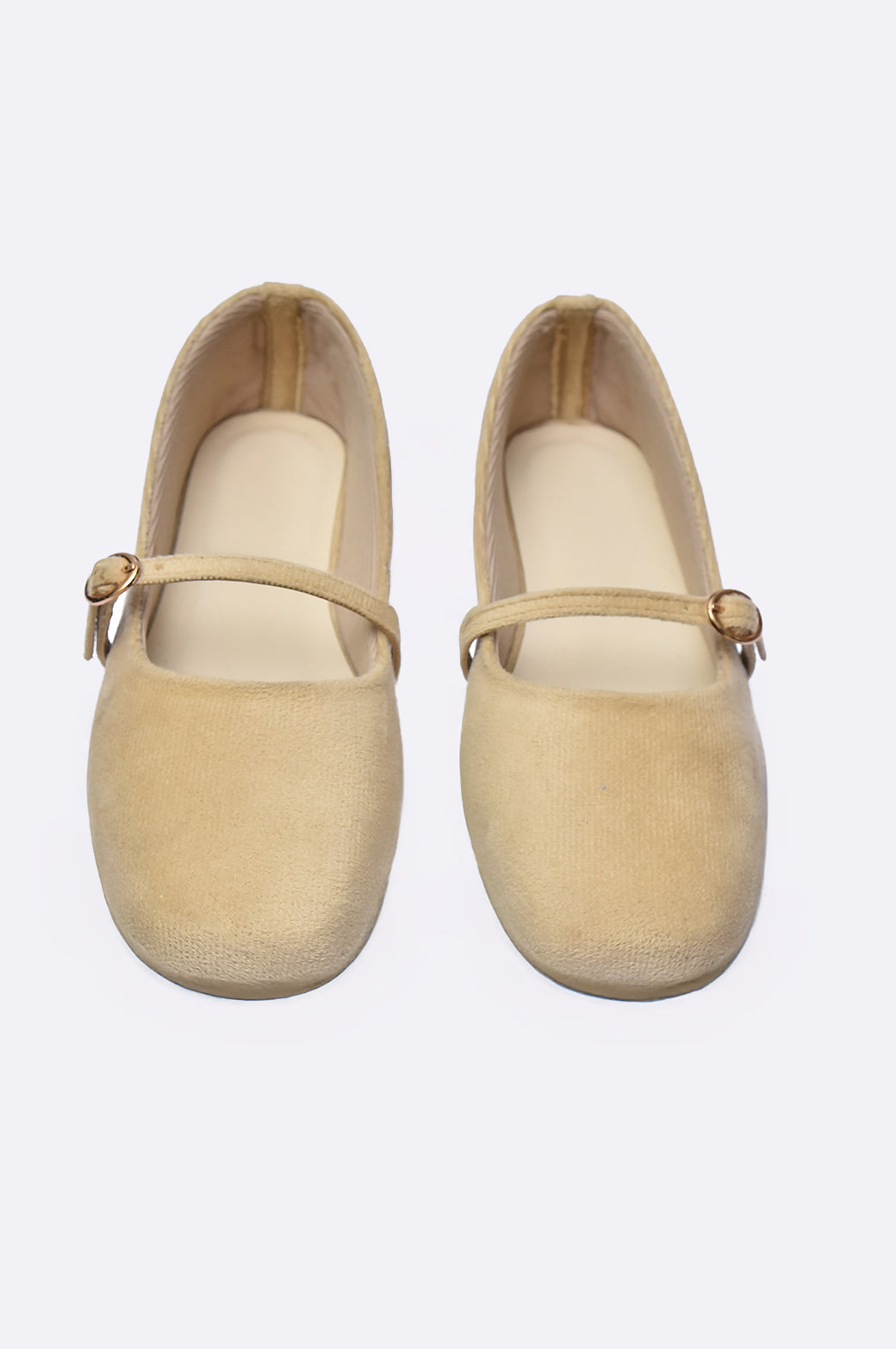 Cool Cami handmade cream suede pump sandal with golden buckle, luxury women’s flat from UAE.
